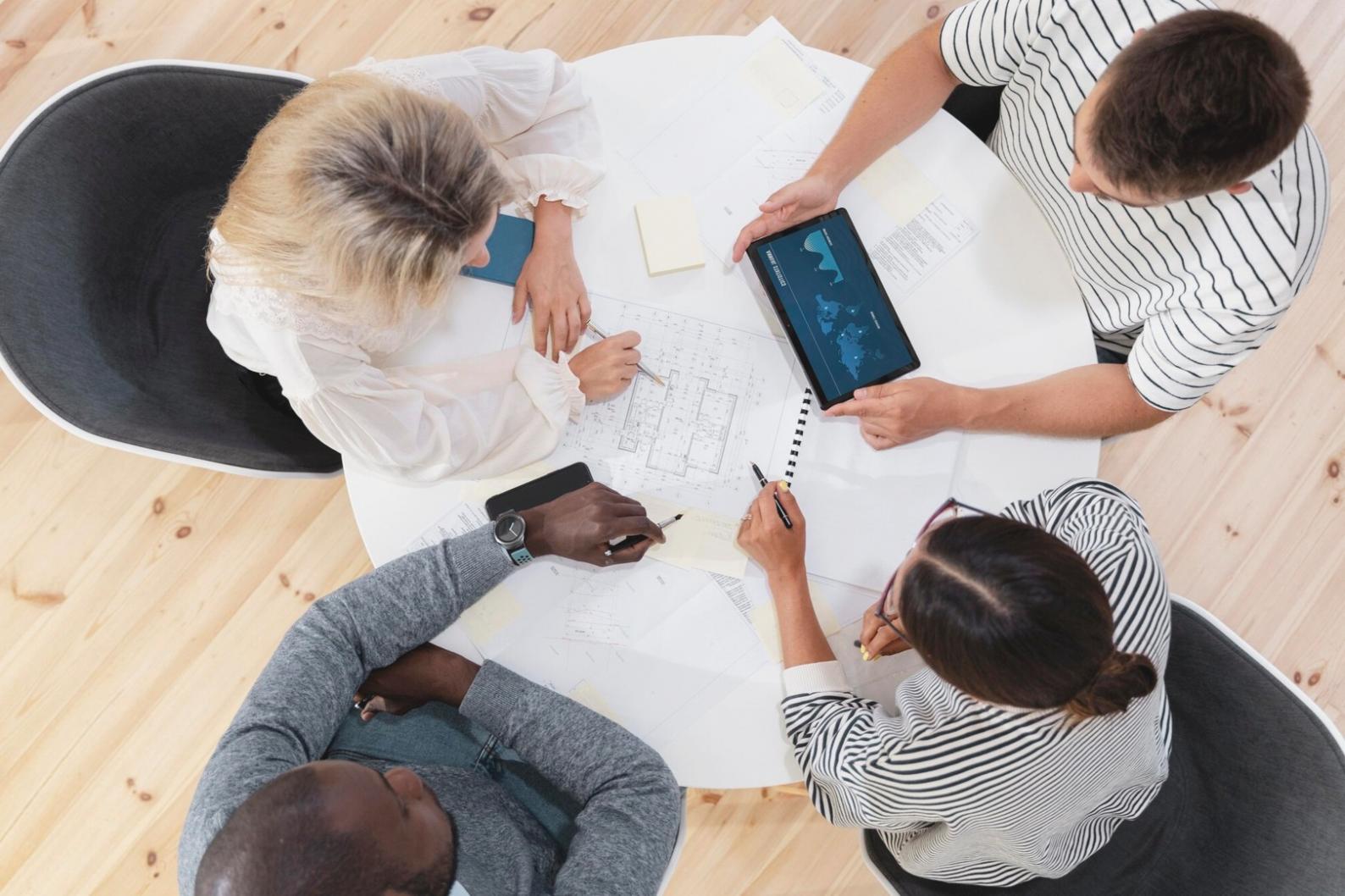 Professional client consultation in modern office space