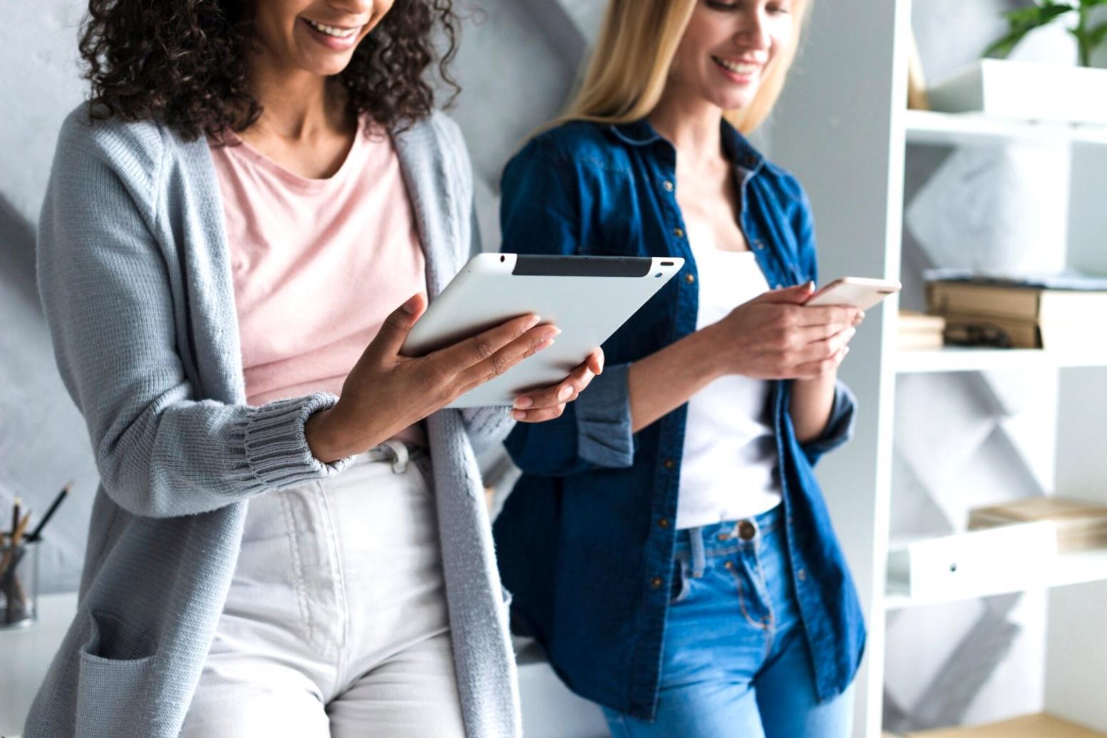 Modern workplace with professionals engaged in strategic communication